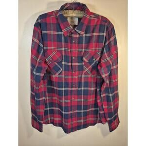 Cloudveil Flannel Shirt Mens Large Red,Blue Plaid Long Sleeve Button Up,Outdoor